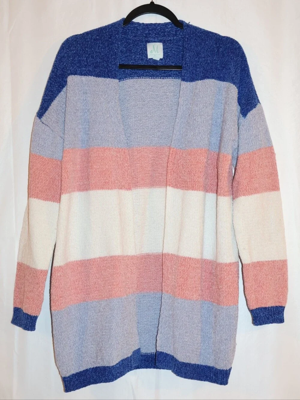 The Mint Open-Front Horizontal Stripe Cardigan Sweater.